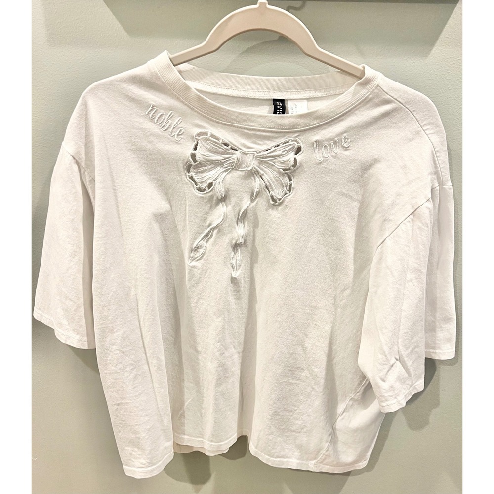 H&M Divided Bow Love Noble Cutout White Women's Size: Medium